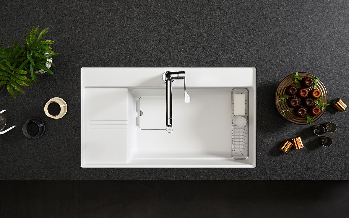 Yoshimoto kitchen sink HS950 in white color