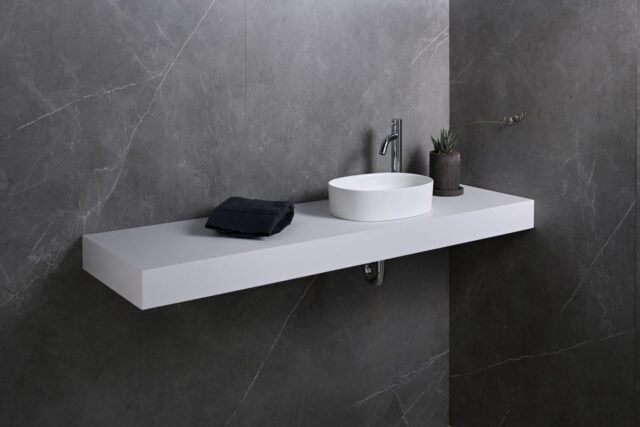 Luxury wash space with oval basin OP2230 made from BMC artificial marble and Ultra Surface counter top
