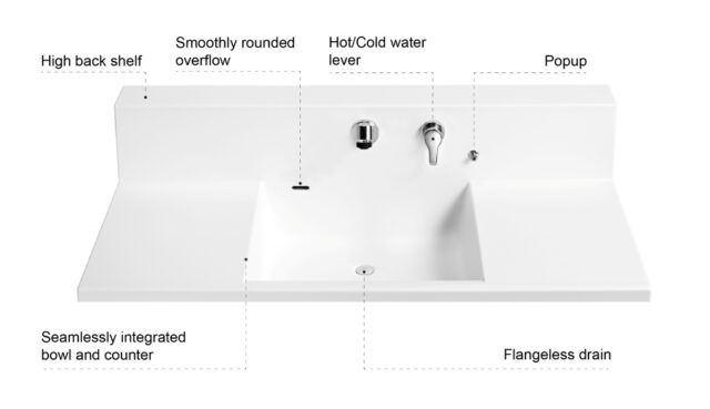 Chậu rửa mặt liền khối Nhât Bản làm bằng đá cẩm thạch nhân tạo BMC