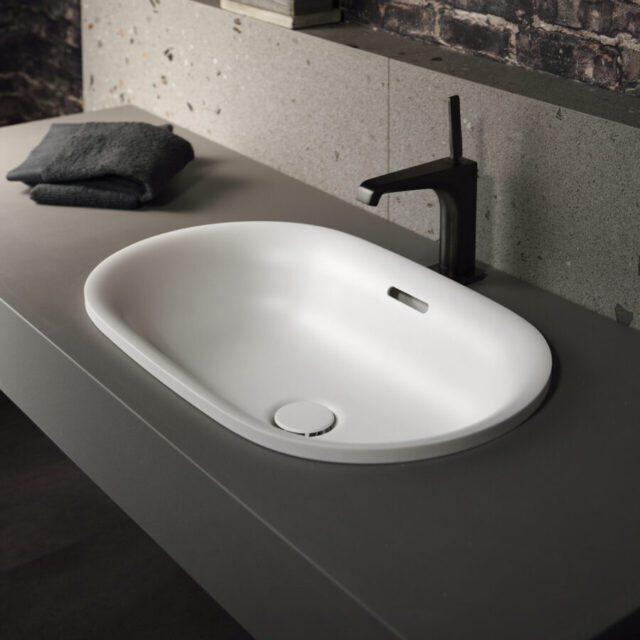 Vật liệu Ultra Surface màu C301 làm mặt bàn chậu rửa mặt