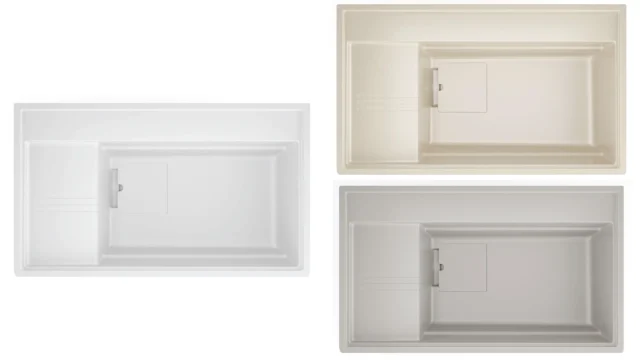 Ba lựa chọn màu trắng, be nhạt và xám nhạt của vật liệu Crystal Surface