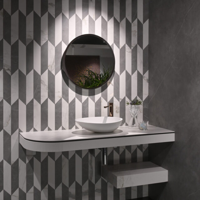Chậu đặt bàn cao cấp EG3550 kết hợp mặt đá ceramic màu trắng tinh tế
