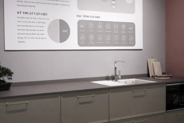 Chậu rửa chén Yoshimoto được trung bày tại Showroom KitchenTown Hải phòng