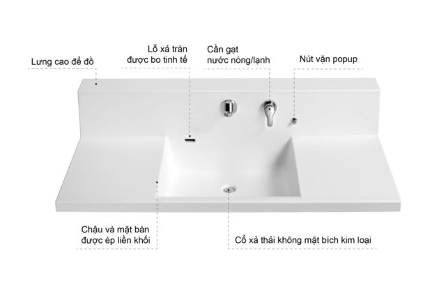 Mô tả chậu rửa mặt liền khối lưng cao DH của Yoshimoto