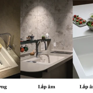 3 cách lắp chậ rửa chén vào mặt đá bếp