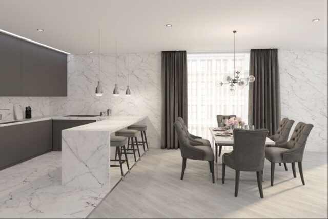 Mặt đá bếp Marble. Ảnh: sưu tầm.