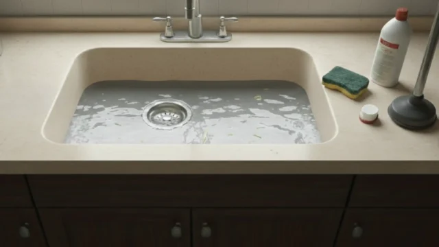 Ảnh minh họa bồn rửa chén bị nghẹt nước