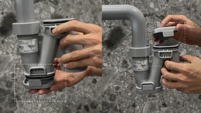 Vệ sinh bộ xi phông bằng cách tháo rời con thỏ P-trap và đổ bỏ toàn bộ mỡ, rác, chất nhầy