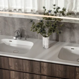 Chậu rửa mặt đá cẩm thạch nhân tạo BMC tại Showroom đối tác Mỹ Khang