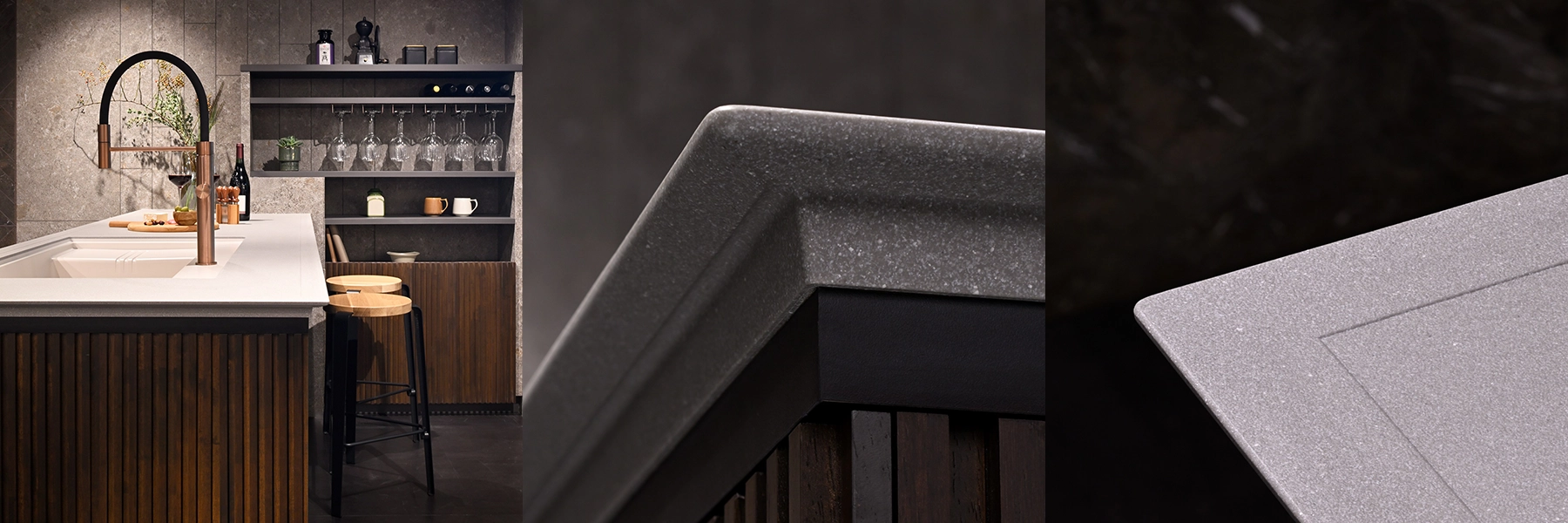 Bếp đảo biên dạng Marine Edge từ vật liệu Crea Surface