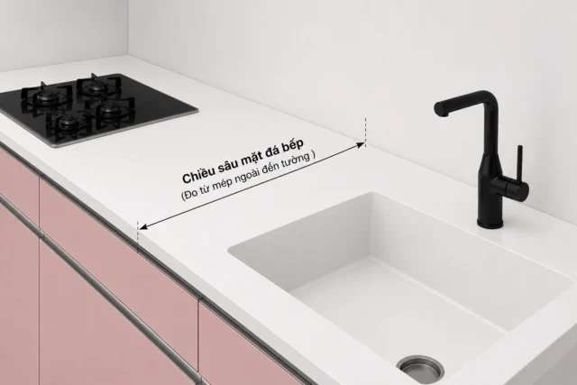 Chiều sâu mặt đá bếp