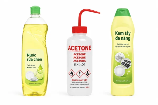 Nước rửa chén, acetone, kem tẩy đa năng