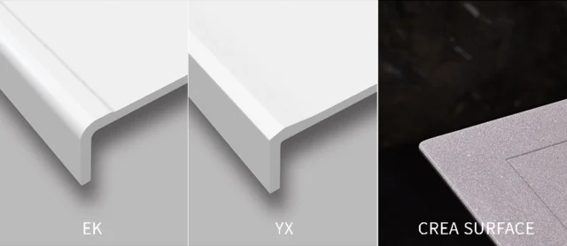 Cận cảnh thiết kế gờ chống tràn mặt trước biên dạng EK, YX và CREA SURFACE